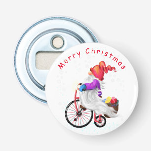 Christmas Gnome with Bike and Gift Bottle Opener