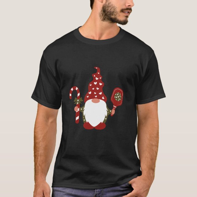 Christmas Gnome With Candy Cane Pickleball  T-Shirt (Front)