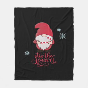 Christmas Gnome With Candycane Fleece Blanket