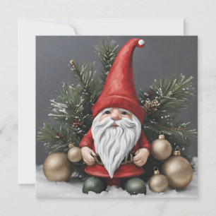 Christmas Gnome with Christmas Ornaments Holiday Card