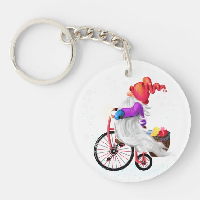 Christmas Gnome with Gift Keychain (Front)