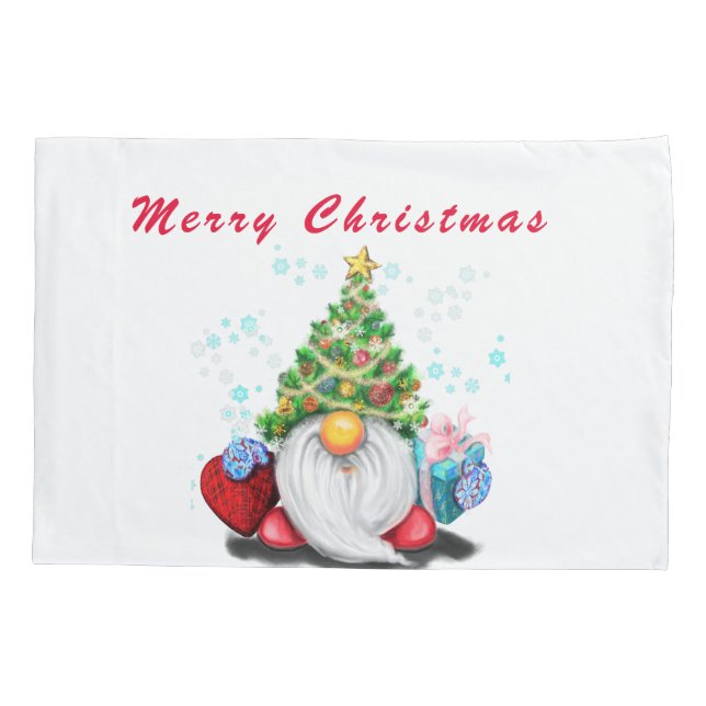 Christmas Gnome with Gift Pillow Case (Back)