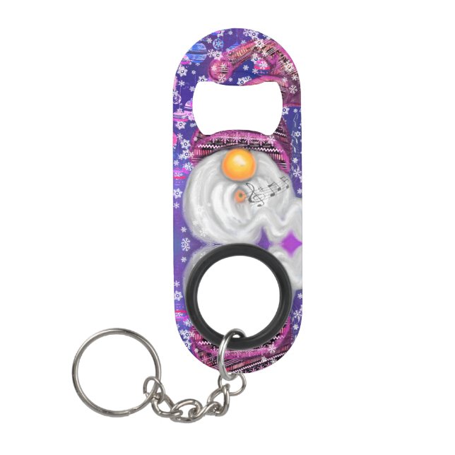 Christmas Gnome with Hat Keychain Bottle Opener (Front)