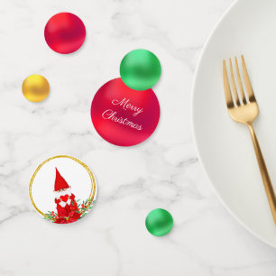 Christmas Gnome with Heart & Green Red Golden Confetti