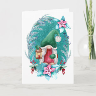 Christmas Gnome With Lantern  Card