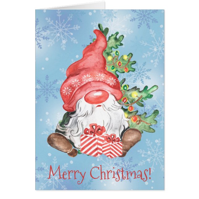 Christmas Gnome with Presents Tree Personalised  (Front)