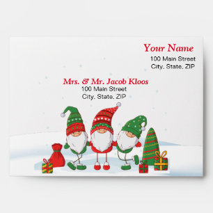 Christmas Gnome with Red Inside  Envelope