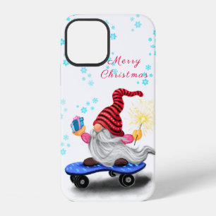 Christmas Gnome with Skateboard iPhone Case