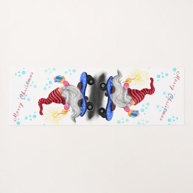 Christmas Gnome with Skateboard Yoga Mat (Back (Horizontal))