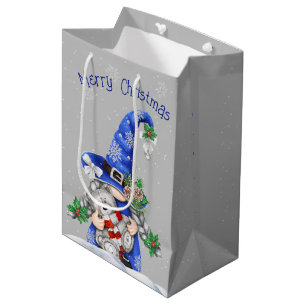 Christmas Gnome with Teddy Bear Medium Gift Bag
