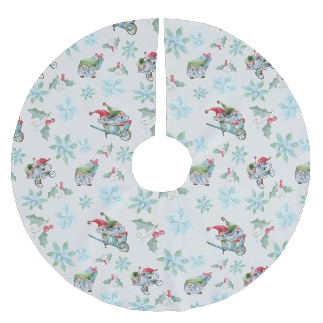 Christmas Gnomes At Play Brushed Polyester Tree Skirt (Front)