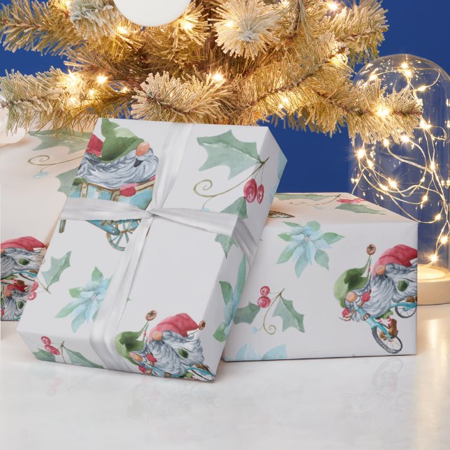 Christmas Gnomes At Play Wrapping Paper (Holidays)