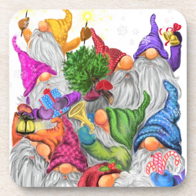 Christmas Gnomes Beverage Coaster Gift (Front)