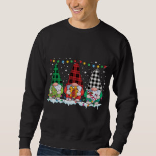 Christmas Gnomes Buffalo Plaid Red White Green Xma Sweatshirt