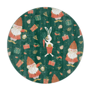 Christmas Gnomes, Bunny Holiday Pattern. Cutting Board