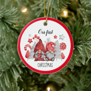 Christmas Gnomes Ceramic Ornament