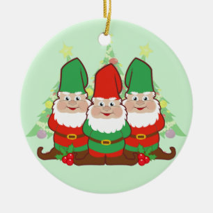 Christmas Gnomes Ceramic Tree Decoration
