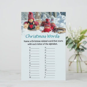Christmas gnomes christmas alphabet words game