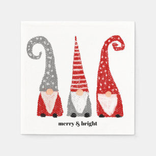 Christmas Gnomes Christmas Red Grey White Custom Napkin