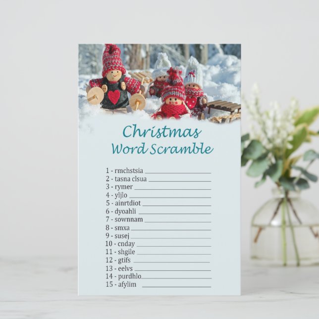 Christmas gnomes christmas word scramble game (Standing Front)