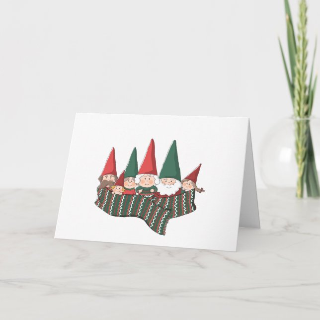 Christmas gnomes family Folded Holiday Card (Front)