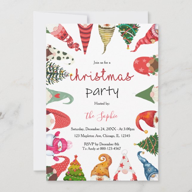 Christmas Gnomes Family Snowman Chrismas Party Invitation (Front)