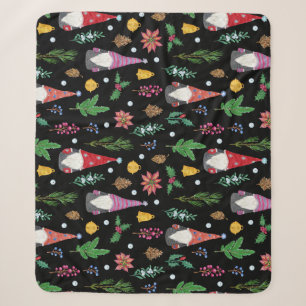 Christmas Gnomes: Festive Seamless Pattern Sherpa Blanket