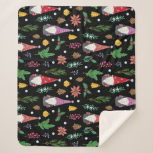 Christmas Gnomes: Festive Seamless Pattern Sherpa Blanket