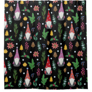 Christmas Gnomes: Festive Seamless Pattern Shower Curtain