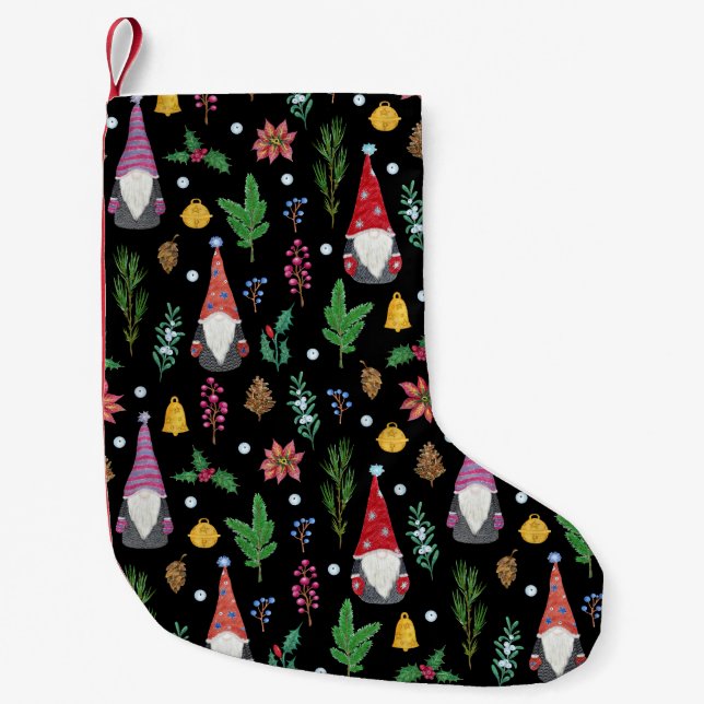 Christmas Gnomes: Festive Seamless Pattern Small Christmas Stocking (Front)