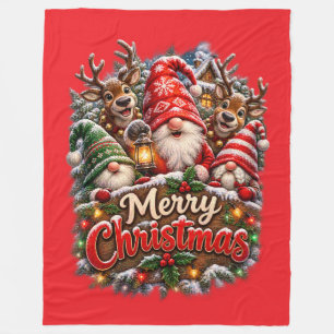 Christmas Gnomes Fleece Blanket
