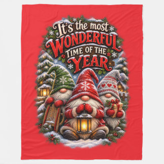 Christmas Gnomes Fleece Blanket