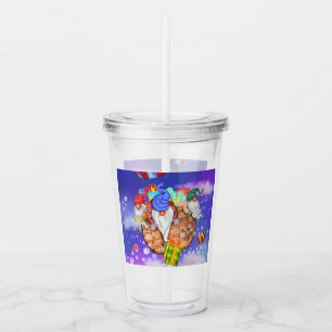 Christmas Gnomes Flying A Balloon and Gives Gifts Acrylic Tumbler