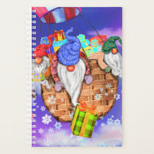 Christmas Gnomes Flying A Balloon and Gives Gifts Planner