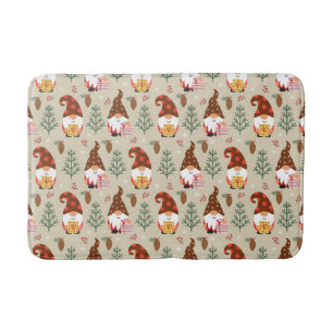 Christmas Gnomes Gift Pattern Bath Mat