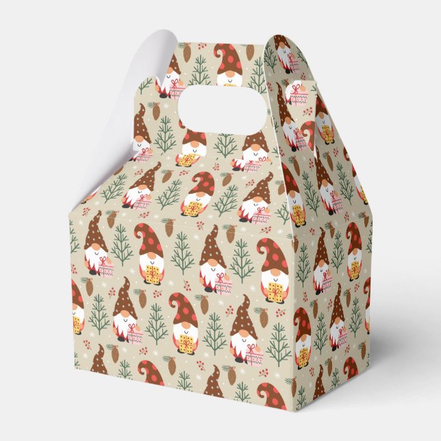 Christmas Gnomes Gift Pattern Favour Box (Front Side)