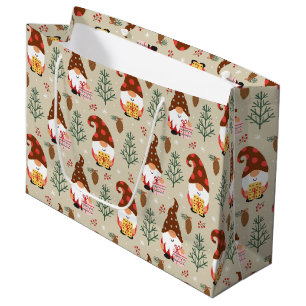 Christmas Gnomes Gift Pattern Large Gift Bag