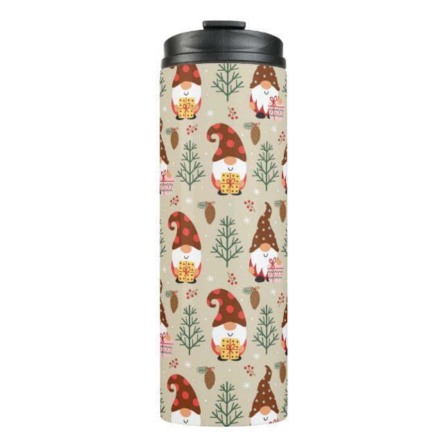 Christmas Gnomes Gift Pattern Thermal Tumbler (Front)
