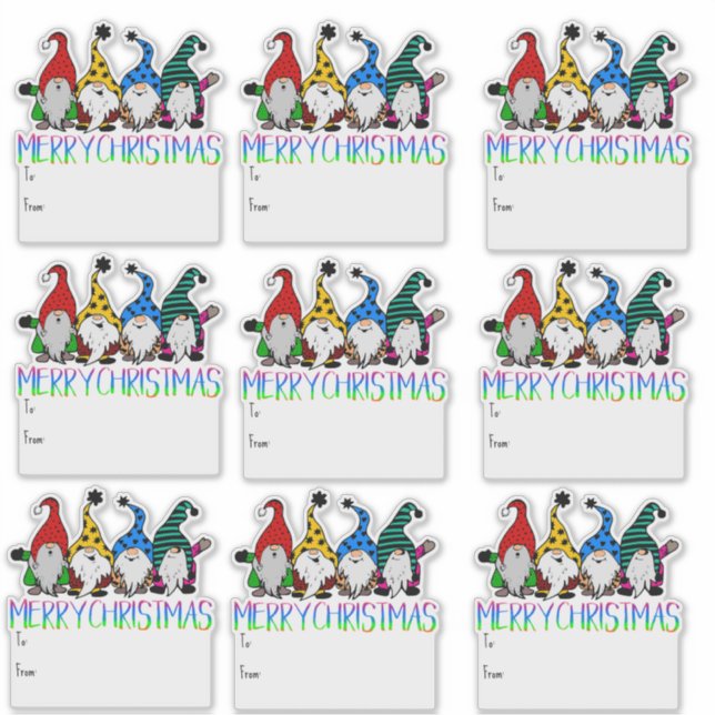 Christmas gnomes gift tags (Front)