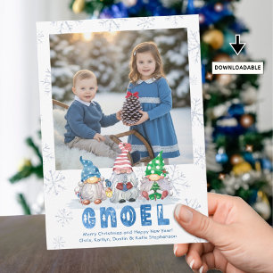Christmas Gnomes GNOEL Greeting One Photo Holiday Card