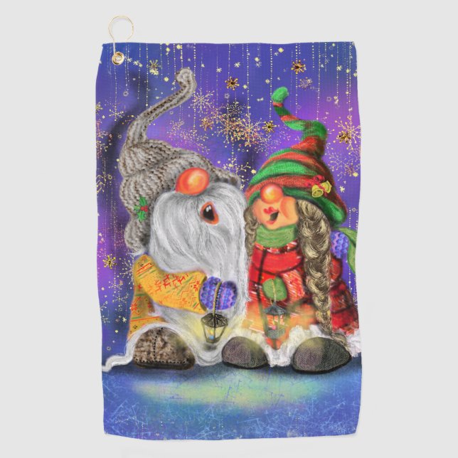 Christmas Gnomes Golf Towel (Front)