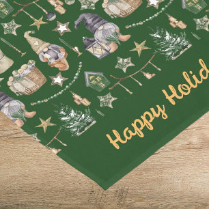 Christmas gnomes green nordic farmhouse style short table runner