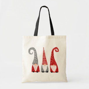 Christmas Gnomes Hand Drawn Red White Grey Tote Bag