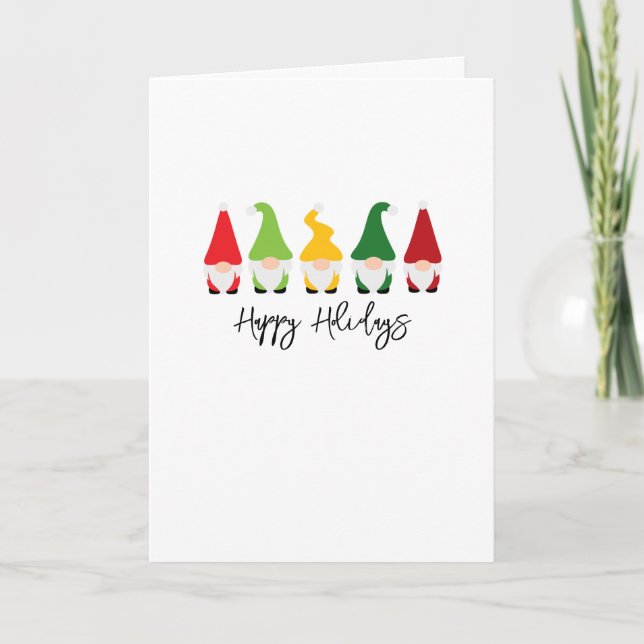 Christmas Gnomes Happy Holidays Festive Colourful Card (Front)