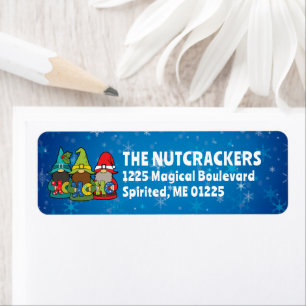 Christmas Gnomes Ho Ho Ho Blue Return Address