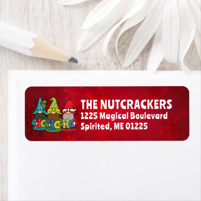 Christmas Gnomes Ho Ho Ho Red Return Address (Insitu)