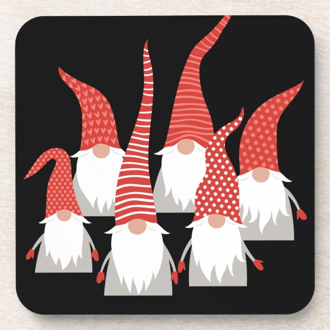 Christmas Gnomes Holiday Elves Cute Seasonal Xmas Coaster (Front)