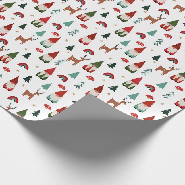 Christmas Gnomes holiday white Wrapping Paper (Corner)