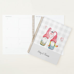Christmas Gnomes In Love Watercolor Hand-painted M Planner