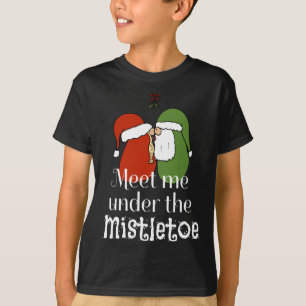 Christmas Gnomes Kissing Meet Me Under The Mistlet T-Shirt